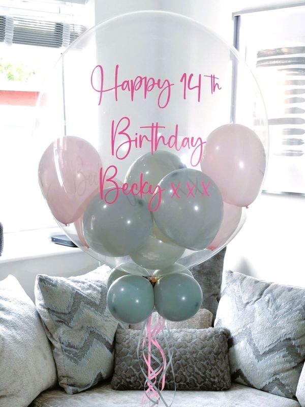 Grey And Pastel Pink Bubble Balloon