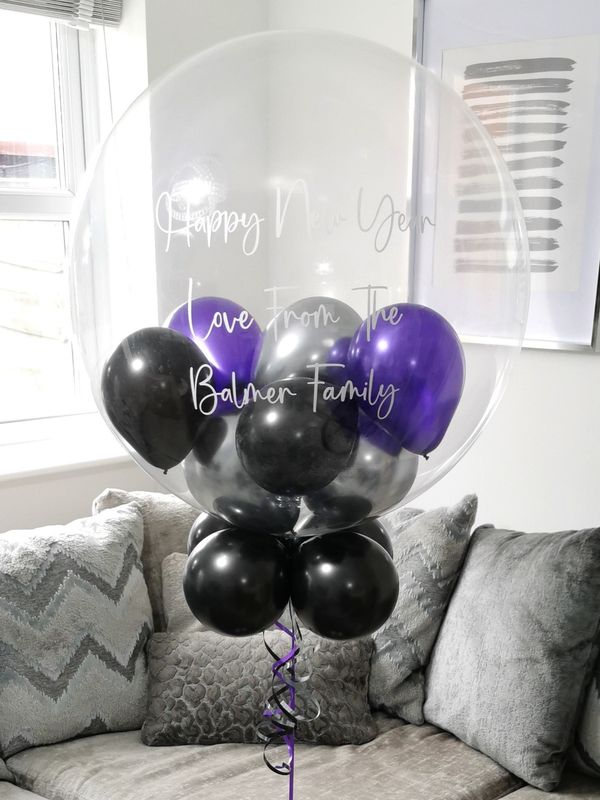 Black, Purple And Silver Bubble Balloon