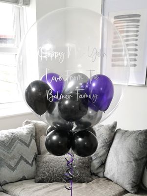Black, Purple And Silver Bubble Balloon