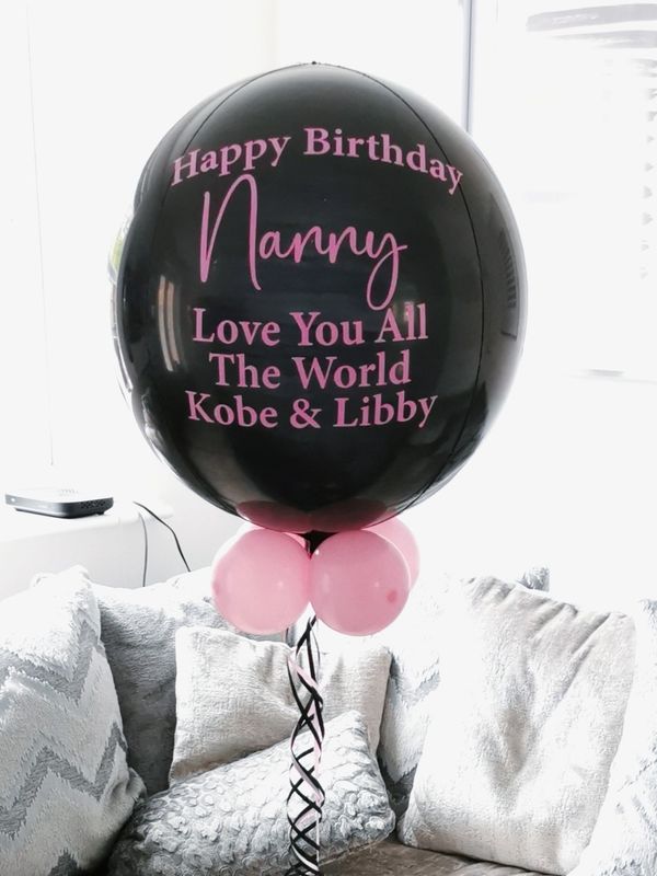 Black &amp; Pink Personalised Orbz Balloon