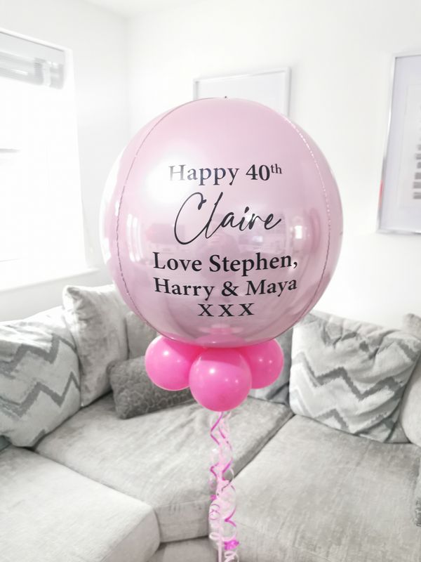 Pastel Pink &amp; Fuchsia Pink Personalised Orbz Balloon