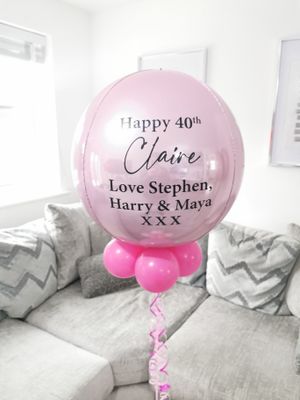 Pastel Pink & Fuchsia Pink Personalised Orbz Balloon