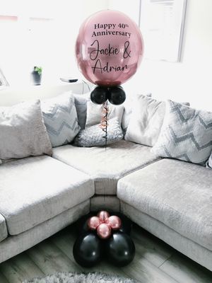 Rose Gold &amp; Black Personalised Orbz Balloon