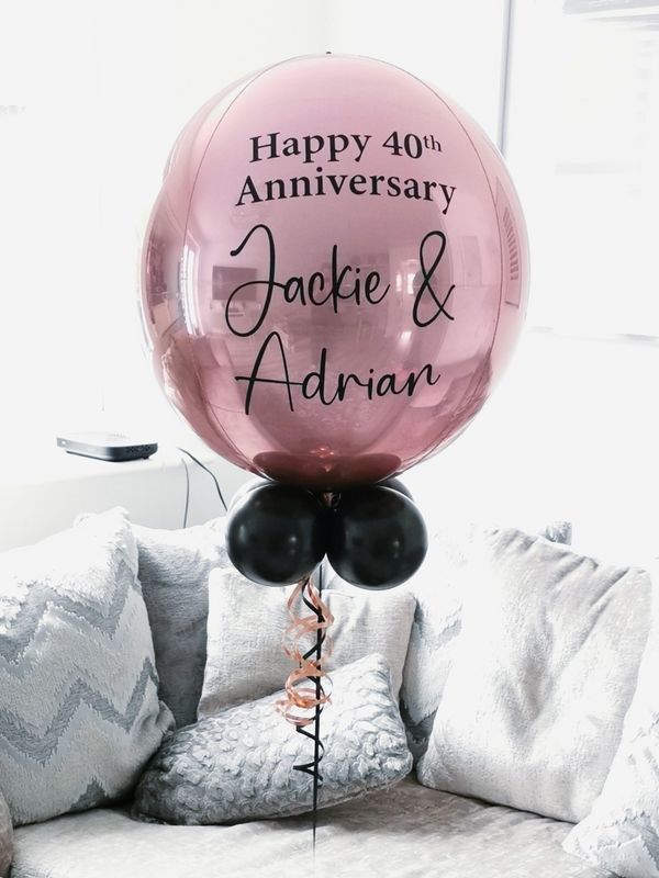 Rose Gold &amp; Black Personalised Orbz Balloon