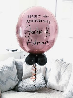 Rose Gold &amp; Black Personalised Orbz Balloon