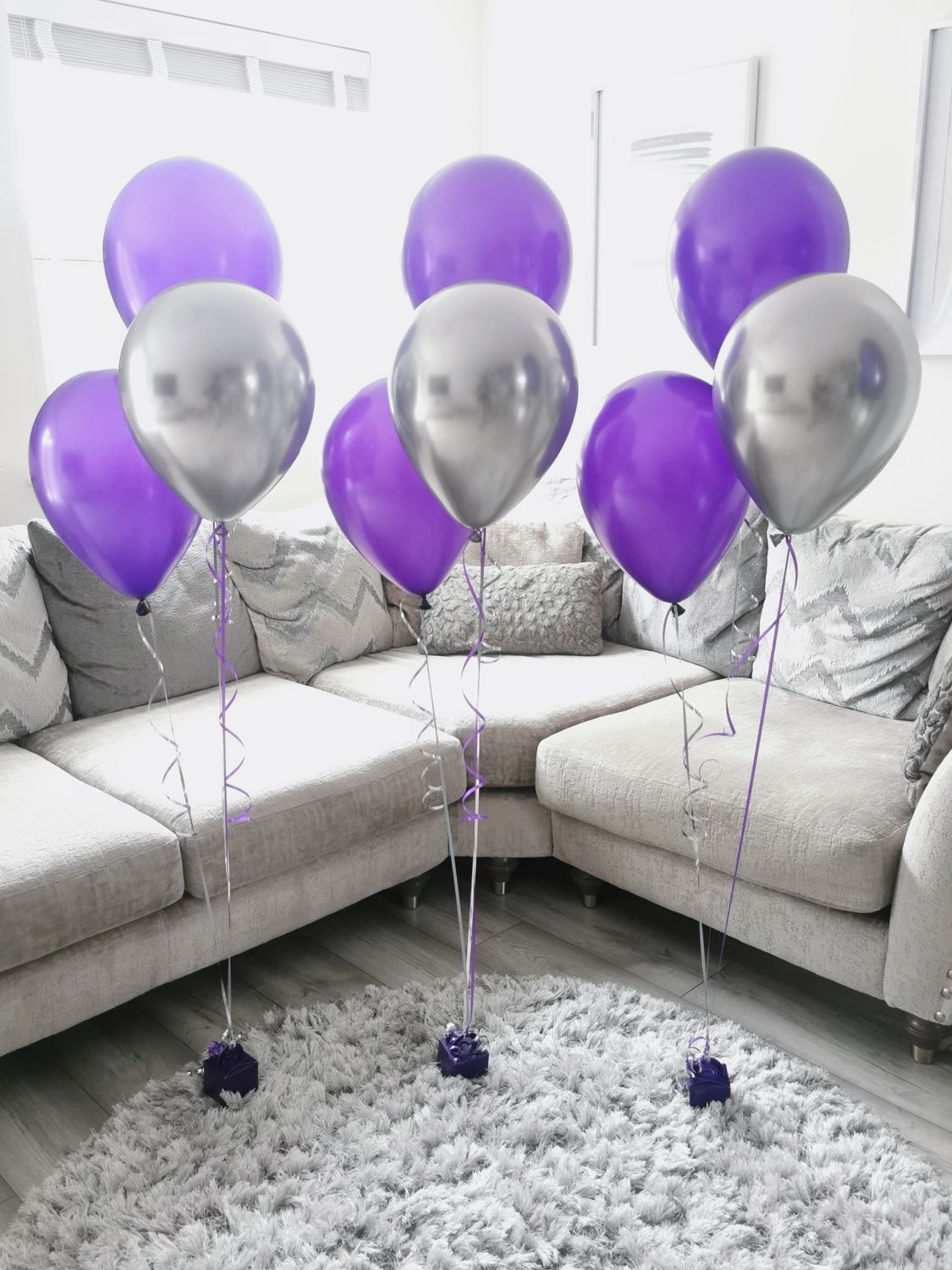 Purple And Silver Latex Balloon Bouquets