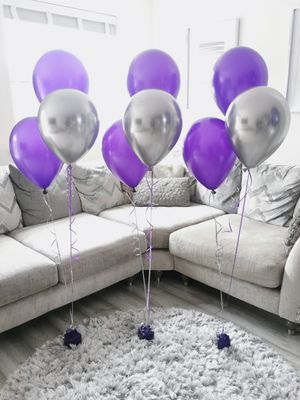 Purple And Silver Latex Balloon Bouquets