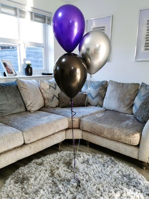 Purple, Silver And Black Latex Balloon Bouquets