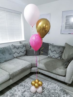 Pastel Pink, Chrome Gold And Fuchsia Pink Latex Balloon Bouquets