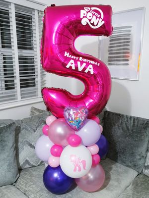 My Little Pony Balloon Stack with Personalised Pink Number
