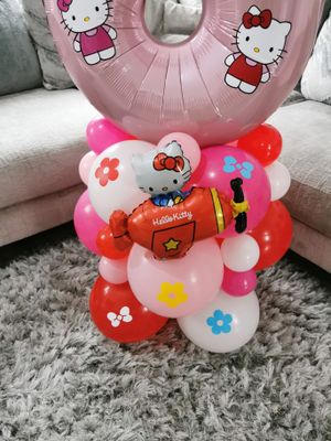 Hello Kitty Balloon Stack with Personalised Pink Number