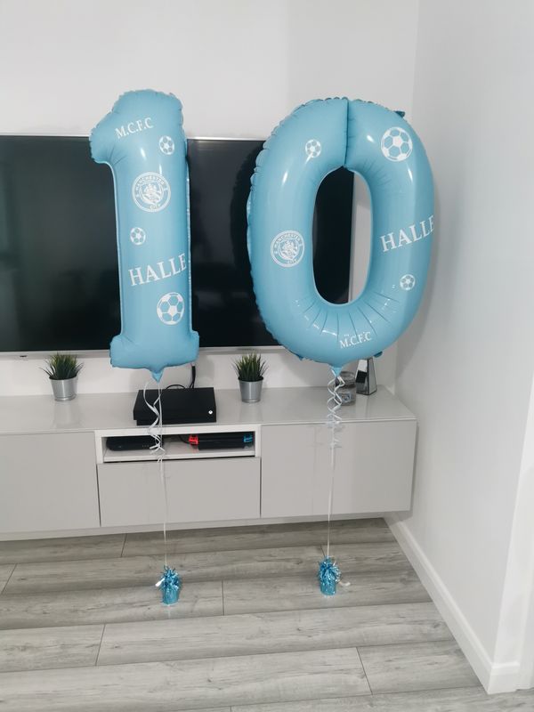 Manchester City 34" Personalised Football Themed Helium Number Balloon