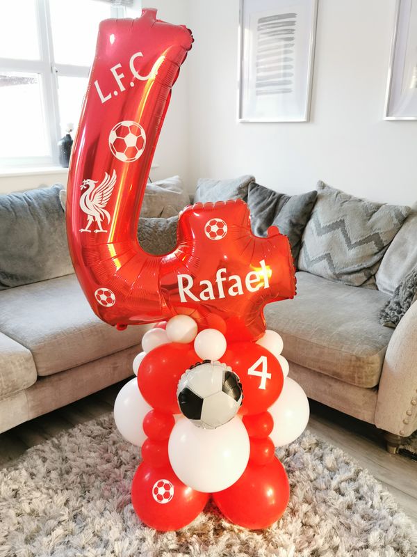 Liverpool FC Balloon Stack with Personalised Red Number