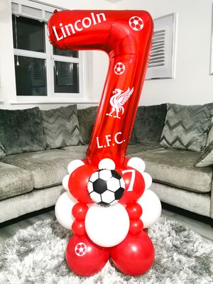 Liverpool FC Balloon Stack with Personalised Red Number