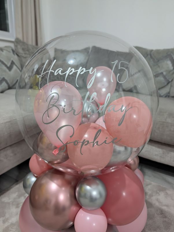 Bubble Stack Balloon Rose Gold, Silver &amp; Pink
