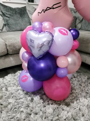 Makeup Balloon Stack with Personalised Pink Number