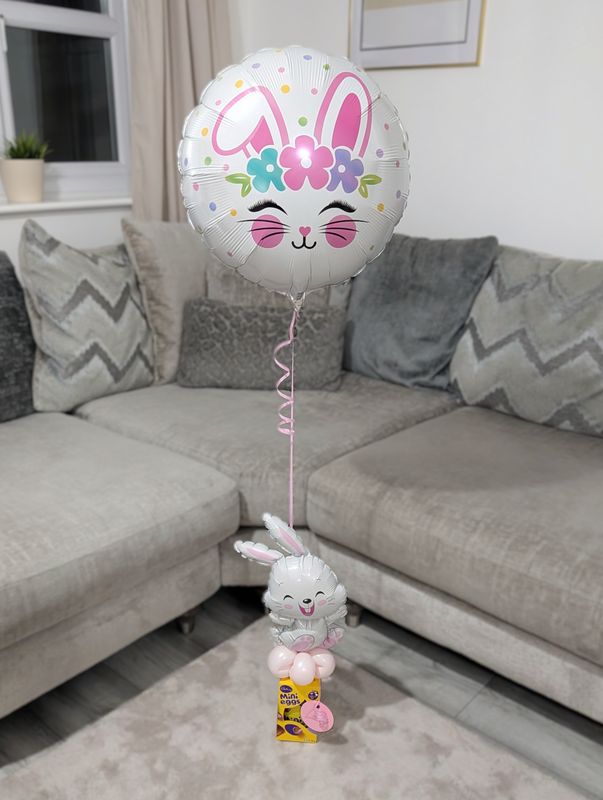 Easter Bunny Balloon Gift – Personalised with Choice of Chocolate Egg