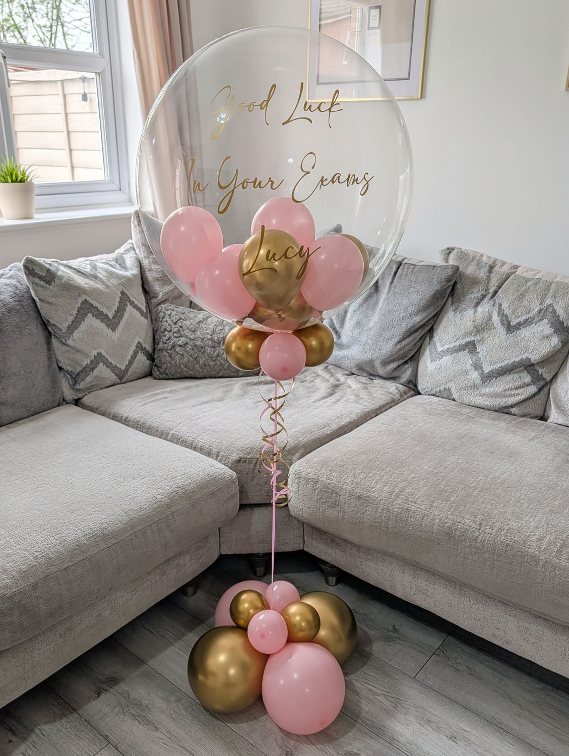 Personalised Exam/GCSEs Bubble Balloon Filled With Mini Balloons