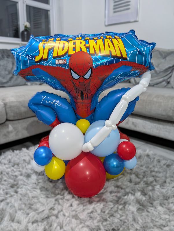 Personalised Giant Spiderman Character Birthday Balloon Stack With Age
