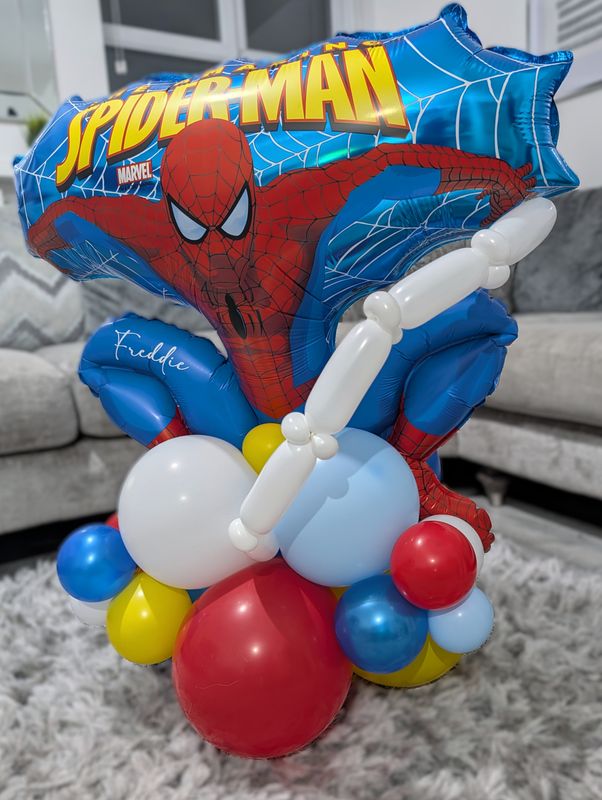 Personalised Giant Spiderman Character Birthday Balloon Stack With Age