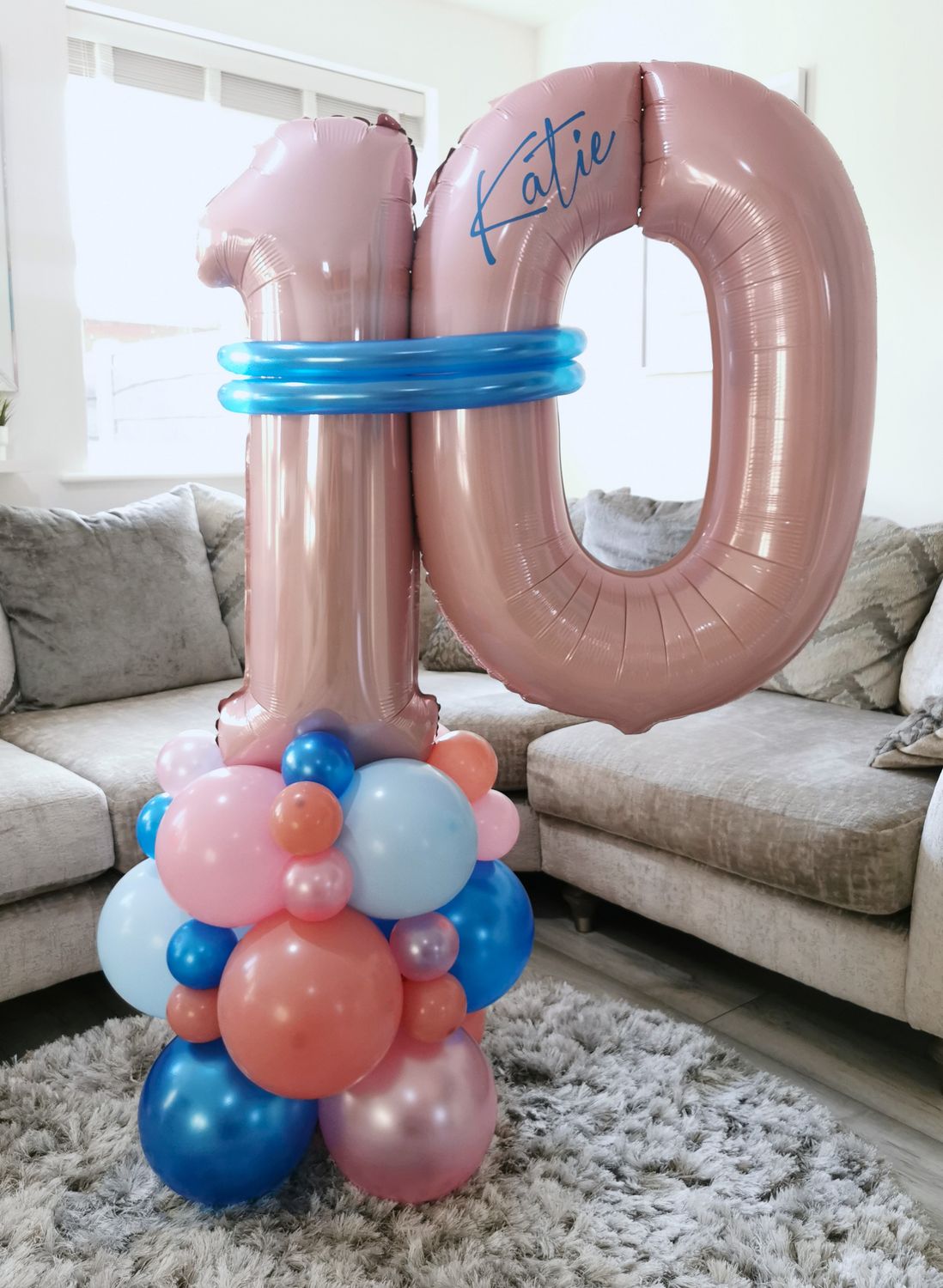 Plain Balloon Stack with Personalised Pink Number