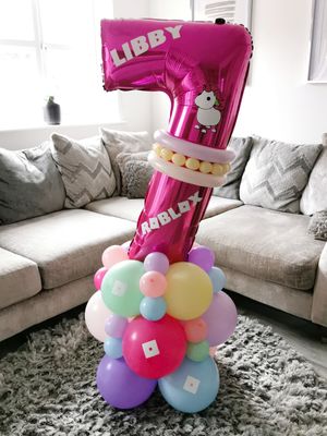Roblox Unicorn Balloon Stack with Personalised Pink Number