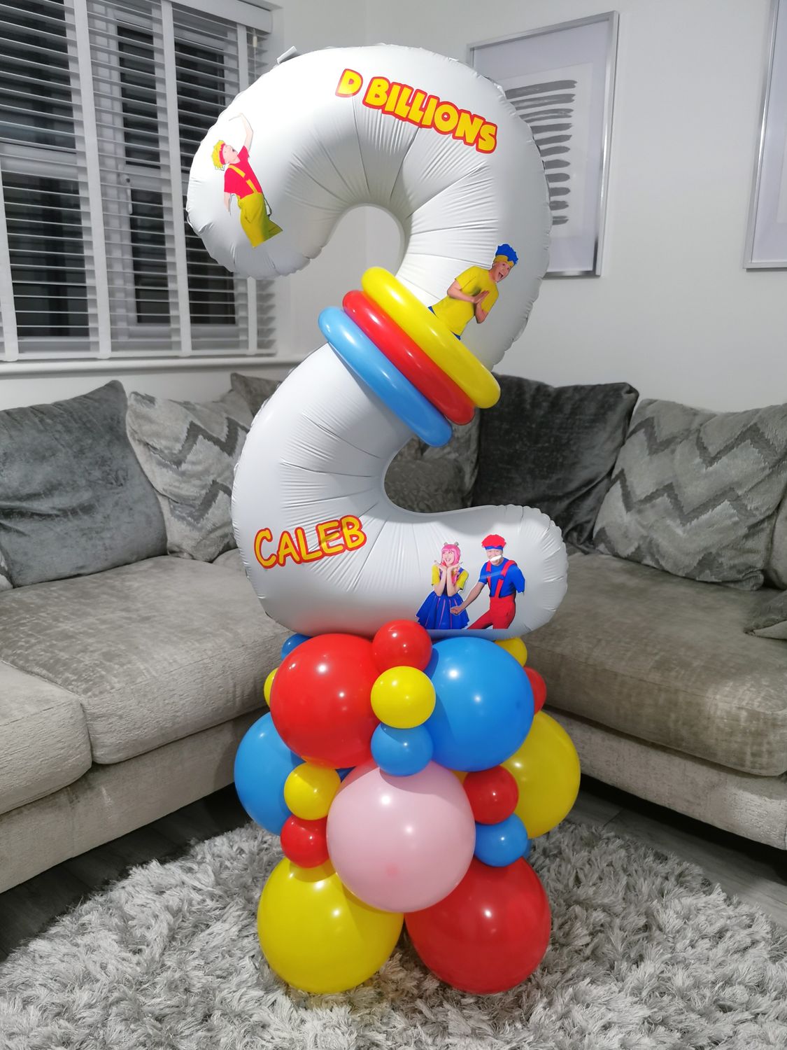 D Billions Balloon Stack with Personalised White Number