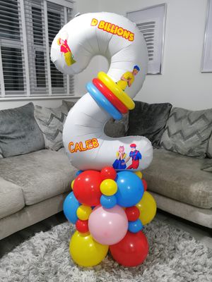 D Billions Balloon Stack with Personalised White Number