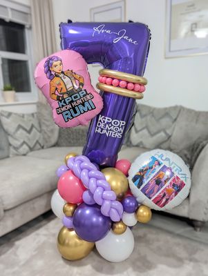 KPOP Demon Hunters Balloon Stack with Personalised Purple Number
