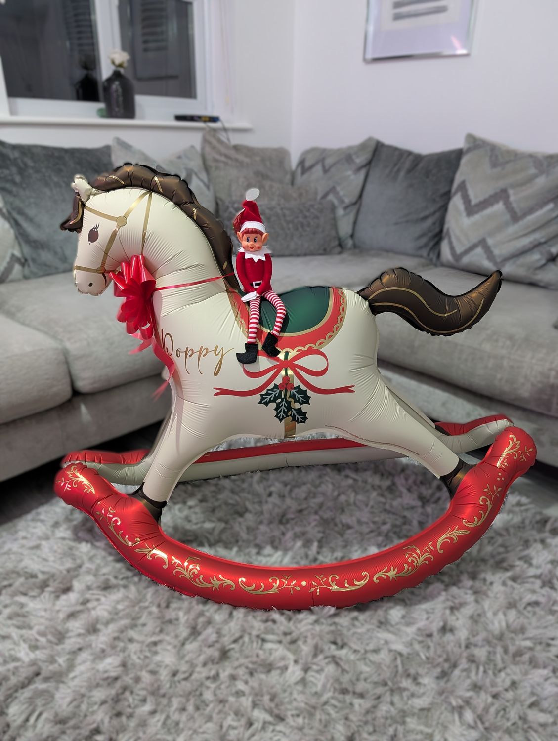 Elf on the Shelf Rocking Horse Balloon Display