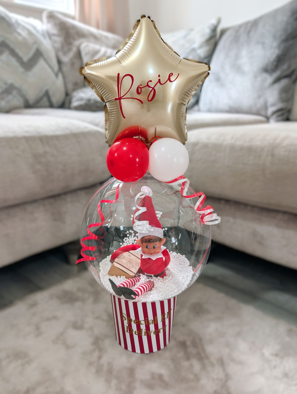 Gold Star Elf Arrival Clear Mini Bubble Balloon