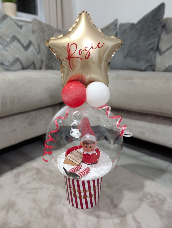 Gold Star Elf Arrival Clear Mini Bubble Balloon