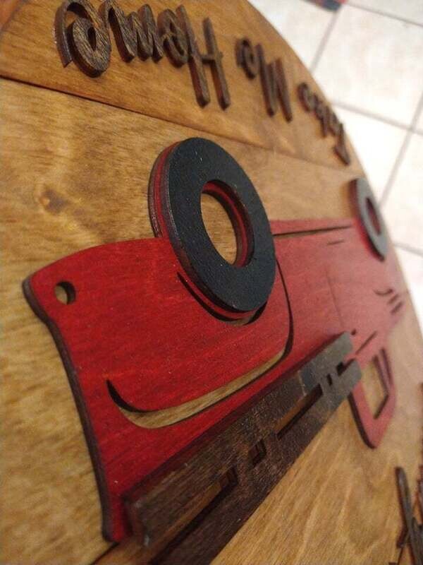 Country Roads Truck Layered 15.5" Shiplap Round 3D Wall Art