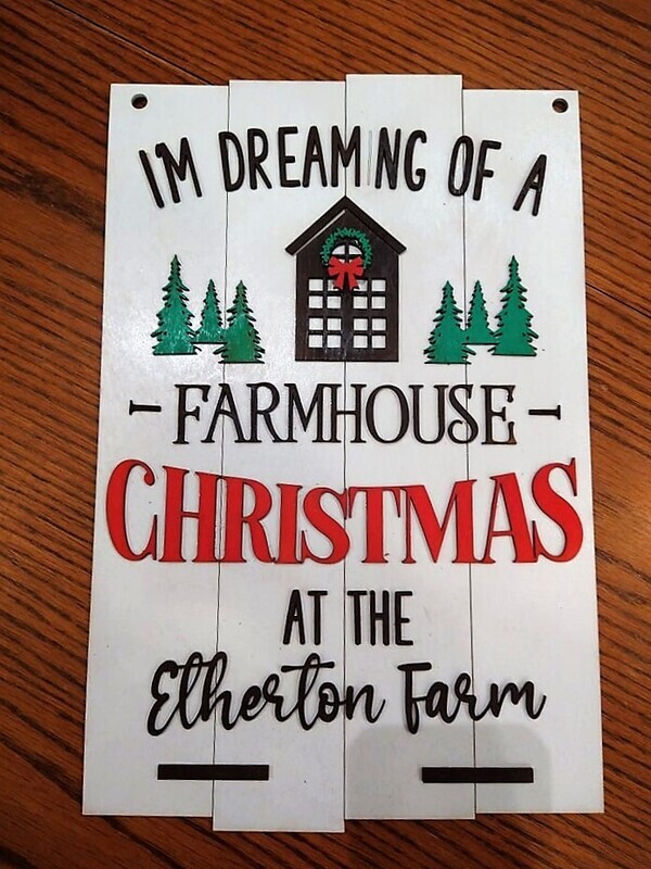 Farmhouse Christmas 3D Wall Art ~Personalize~