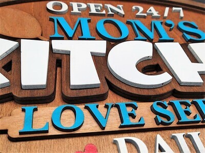 Mom&#39;s Kitchen 11&quot;x18&quot; 3D Wall Art Personalizable