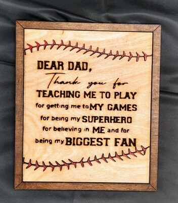 Baseball Lover 3D Wall Art, Thank You For Teaching Me How To Play, Father&#39;s Day Gift From Kids