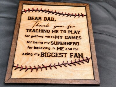 Baseball Lover 3D Wall Art, Thank You For Teaching Me How To Play, Father's Day Gift From Kids