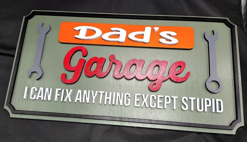 Dad&#39;s Garage 9&quot;x16&quot; 3D Wall Art Personalizable