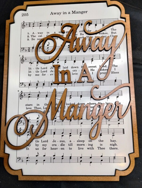 Away in the Manger Hymn 10&quot;x14&quot; 3D Christmas Wall Art