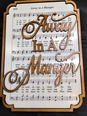 Away in the Manger Hymn 10&quot;x14&quot; 3D Christmas Wall Art