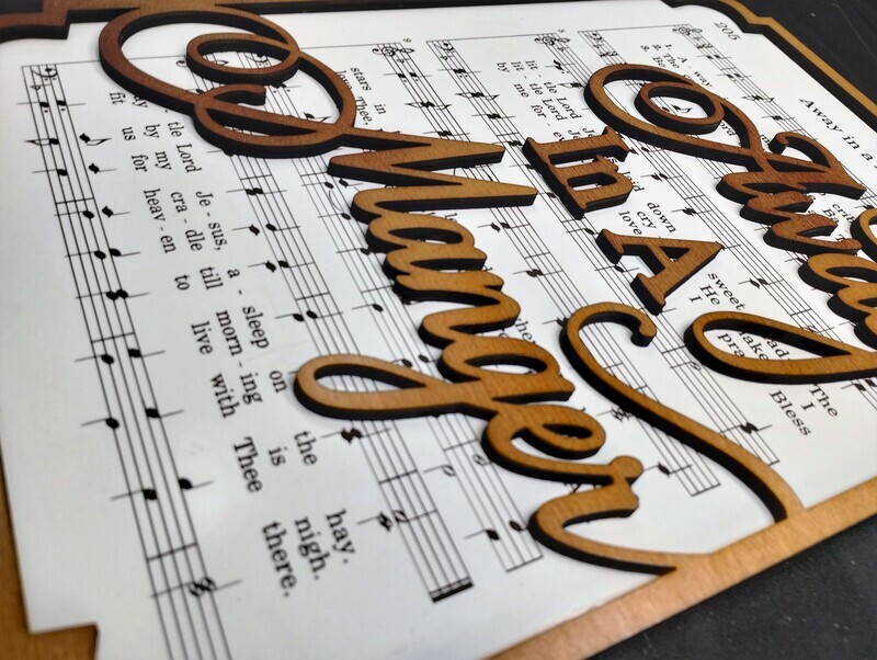 Away in the Manger Hymn 10"x14" 3D Christmas Wall Art