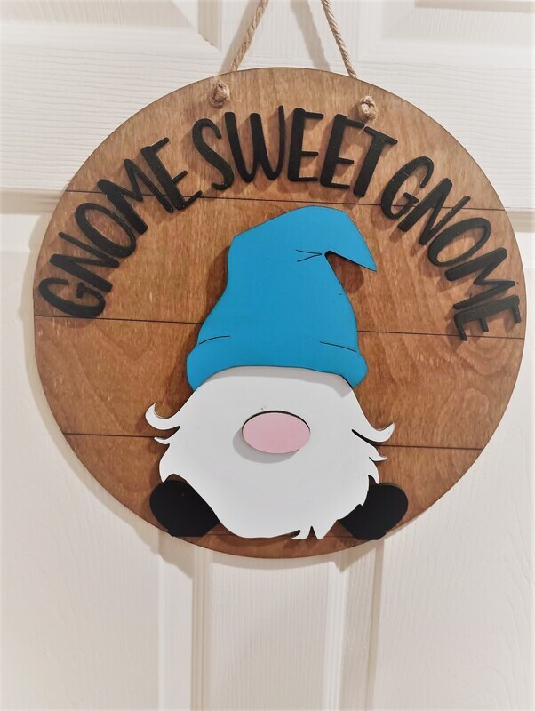 Gnome Sweet Gnome 15.5" Shiplap Round 3D Wall Art