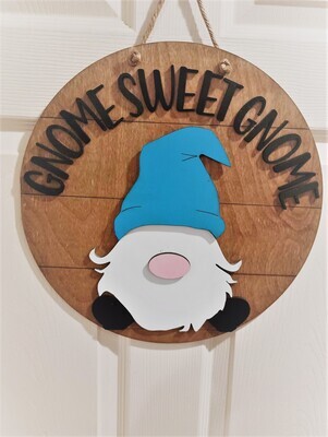 Gnome Sweet Gnome 15.5&quot; Shiplap Round 3D Wall Art