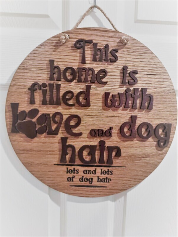 Love &amp; Dog Hair Layered 15.5&quot; Shiplap Round 3D Wall Art