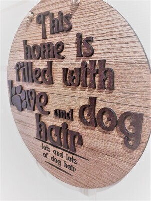 Love &amp; Dog Hair Layered 15.5&quot; Shiplap Round 3D Wall Art