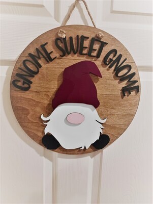 Gnome Sweet Gnome 15.5&quot; Shiplap Round 3D Wall Art