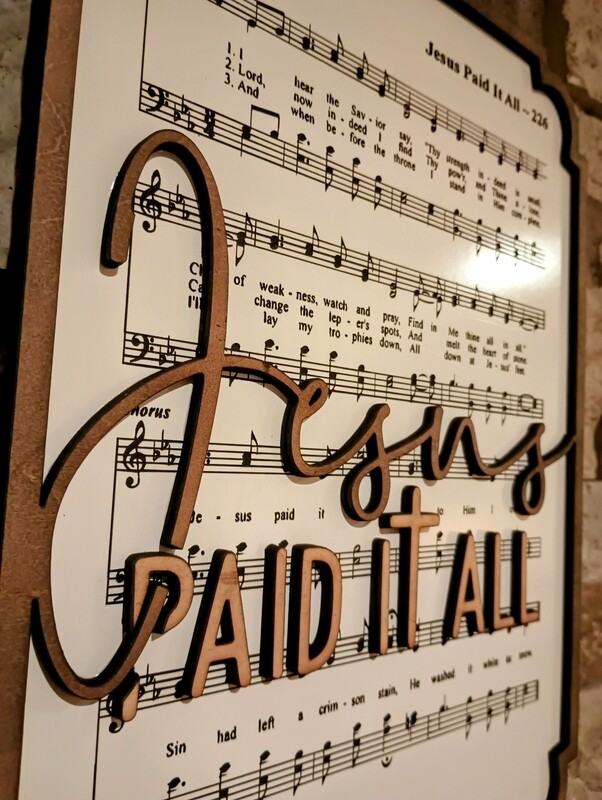 Jesus Paid It All Hymn 10"x14" 3D Wall Art