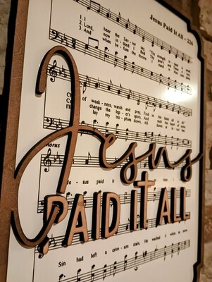 Jesus Paid It All Hymn 10&quot;x14&quot; 3D Wall Art