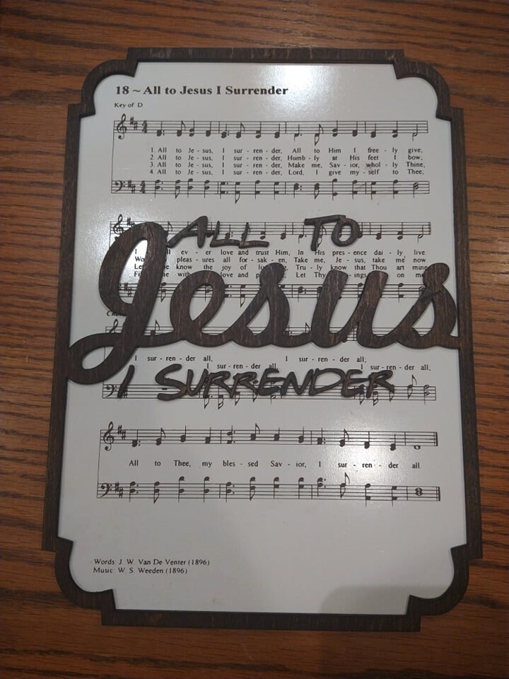 All To Jesus (I Surrender All) Hymn 10"x14" 3D Wall Art