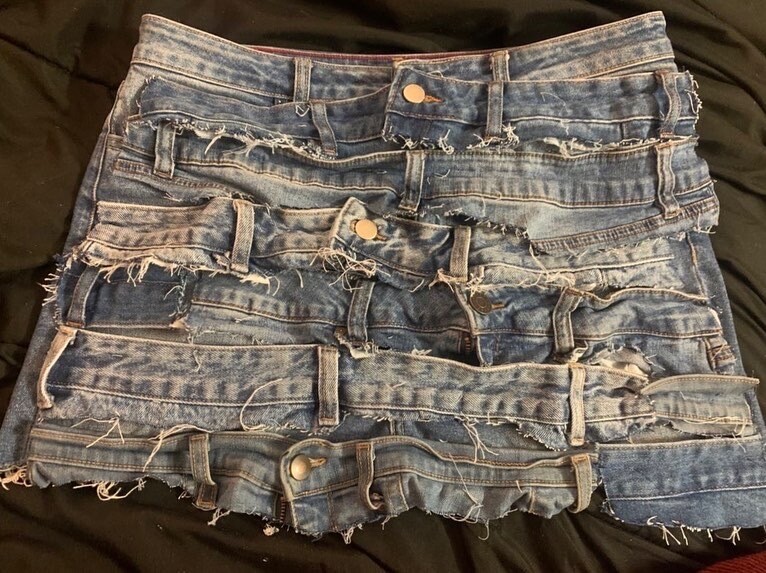 Custom Distressed Demin Skirt